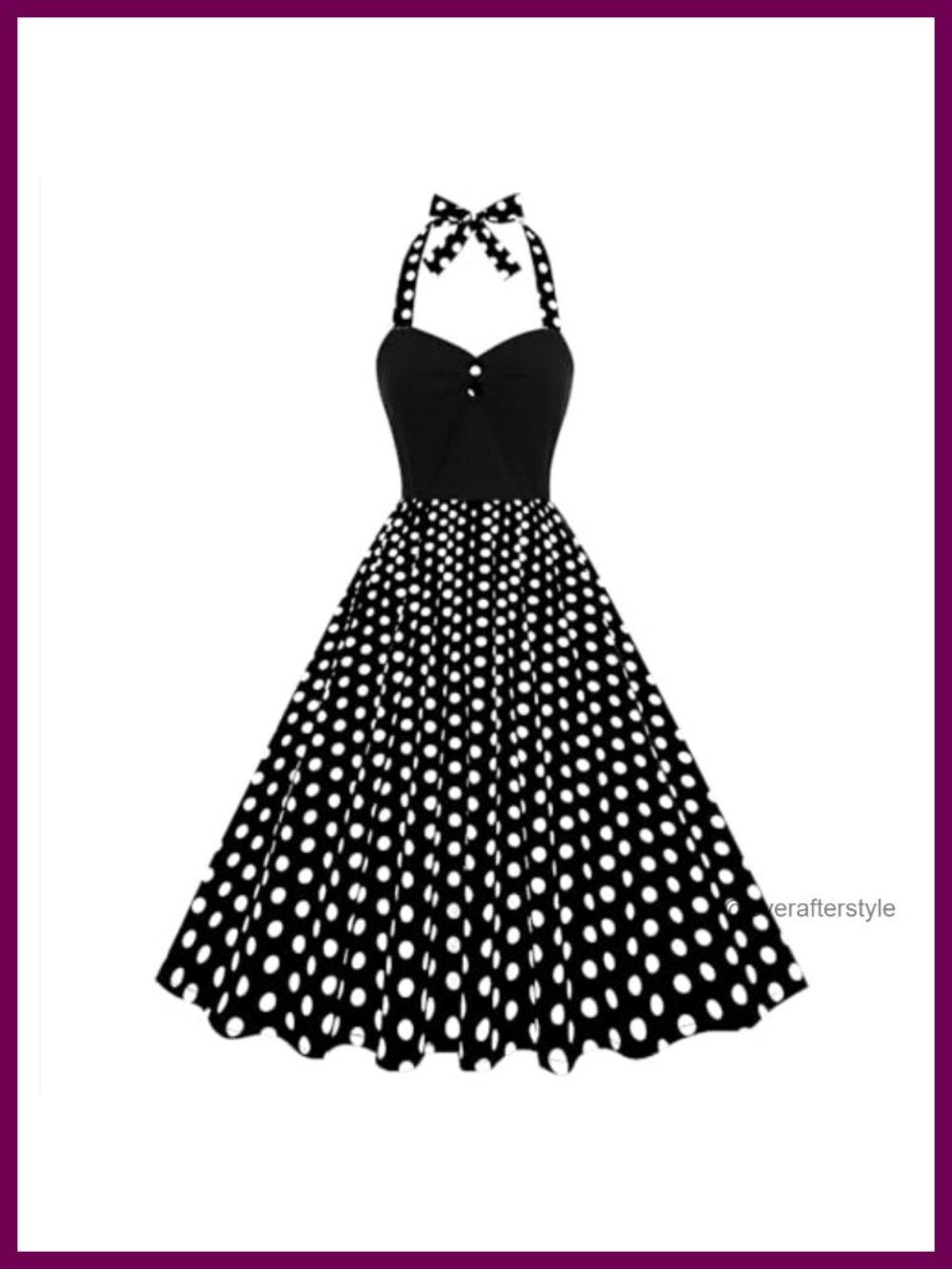 Retro Halter Neck Polka Dot Swing Dress 1950s Cocktail Party A-Line
